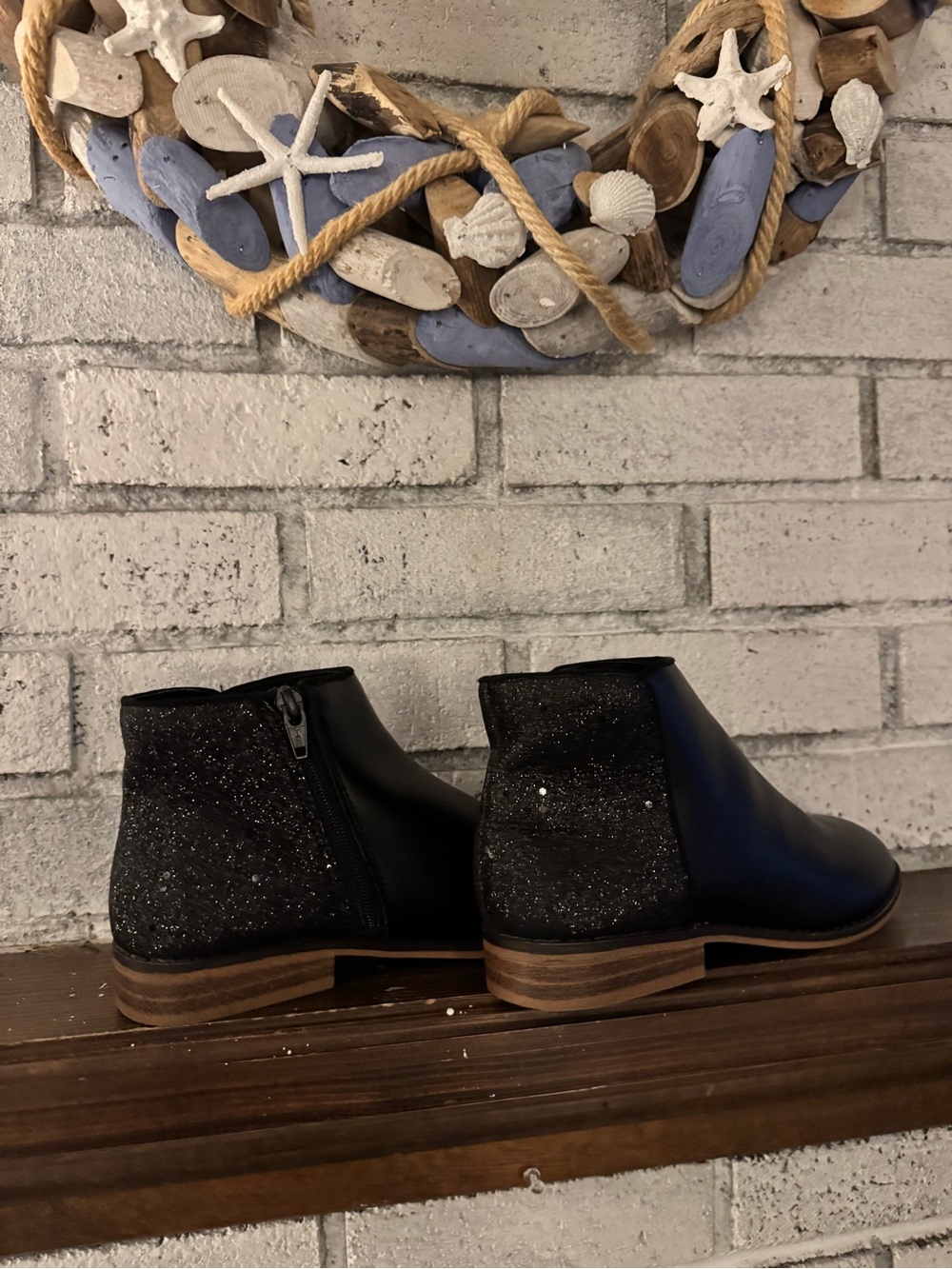 Black Ankle Boots with Sparkle Heel Accents